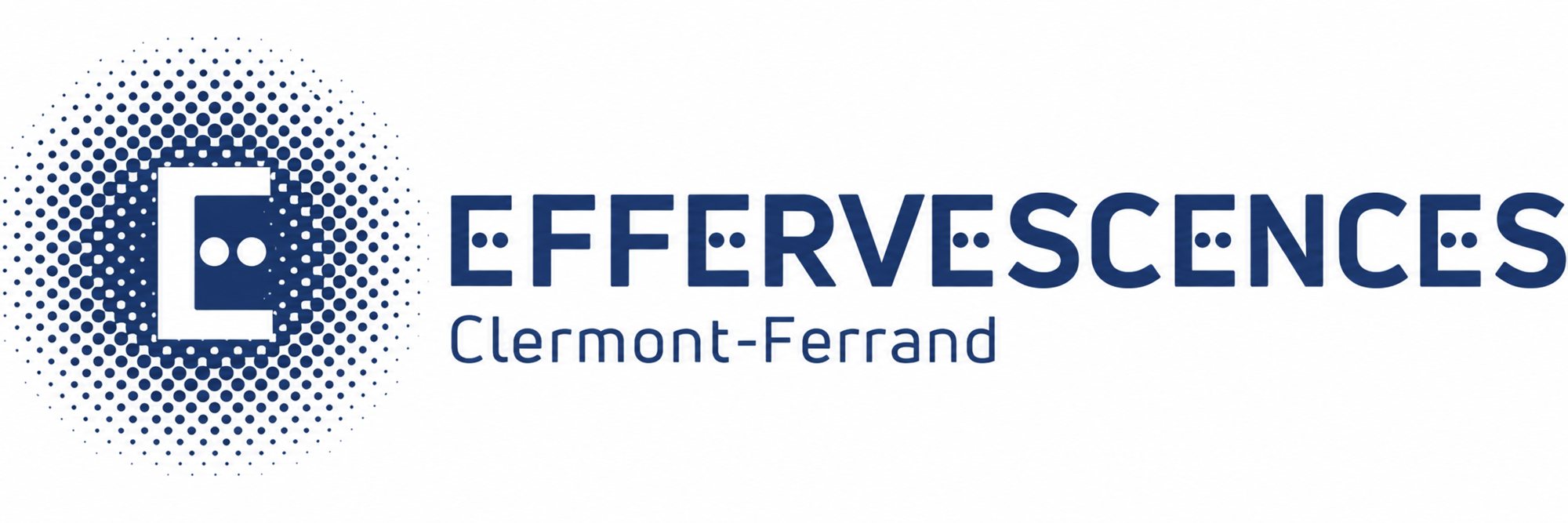 Logo d'Effervescences à Clermont-Ferrand avec motif de points bleus