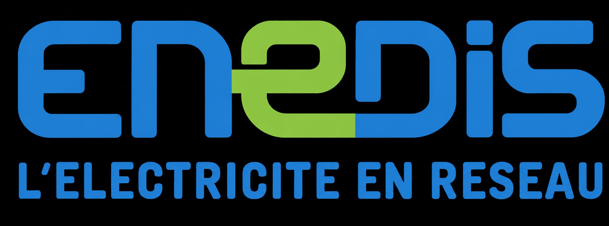 Logo Enedis bleu et vert avec slogan sur l'électricité en réseau