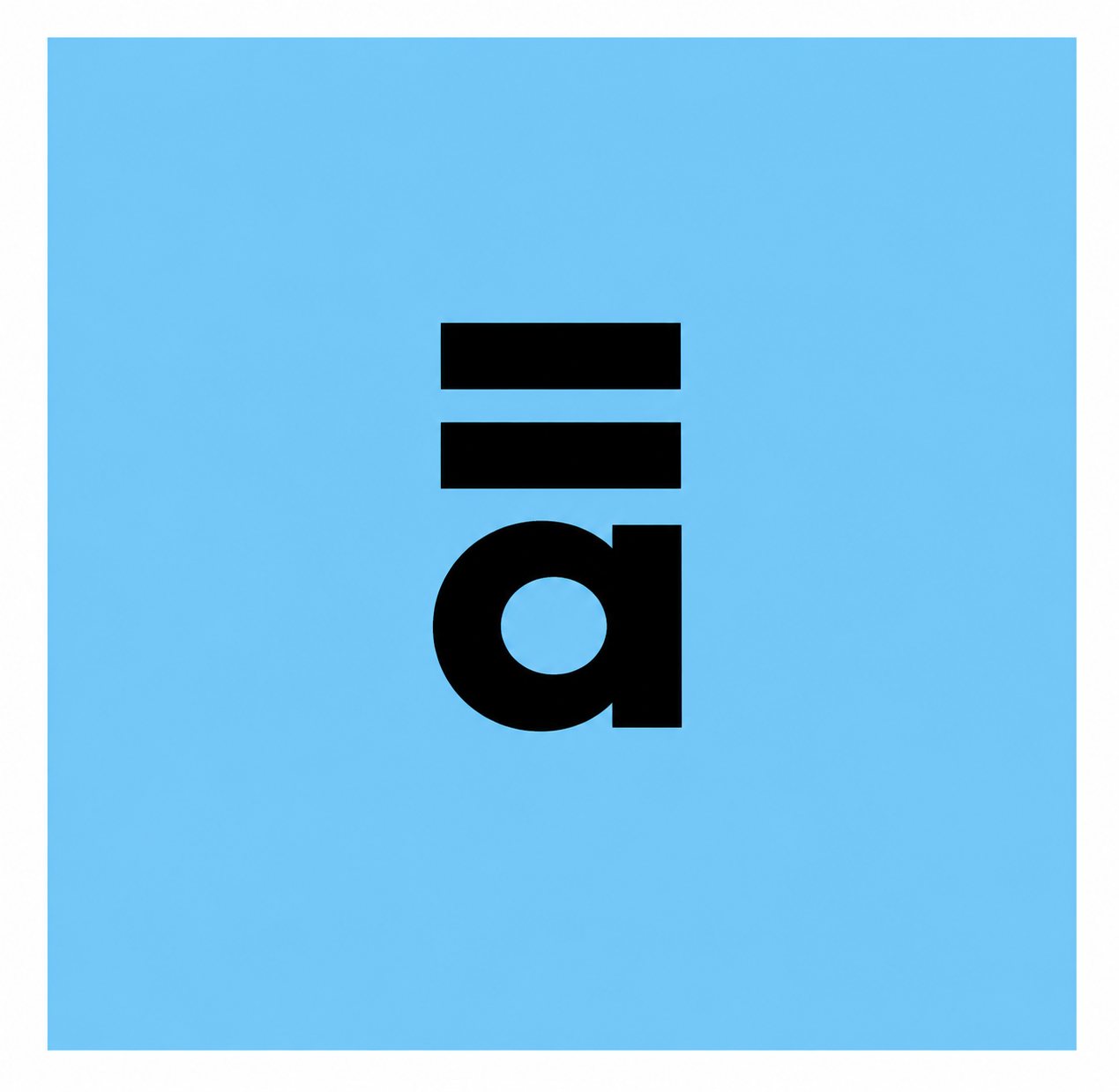 Logo minimaliste d'une lettre a avec deux barres sur fond bleu