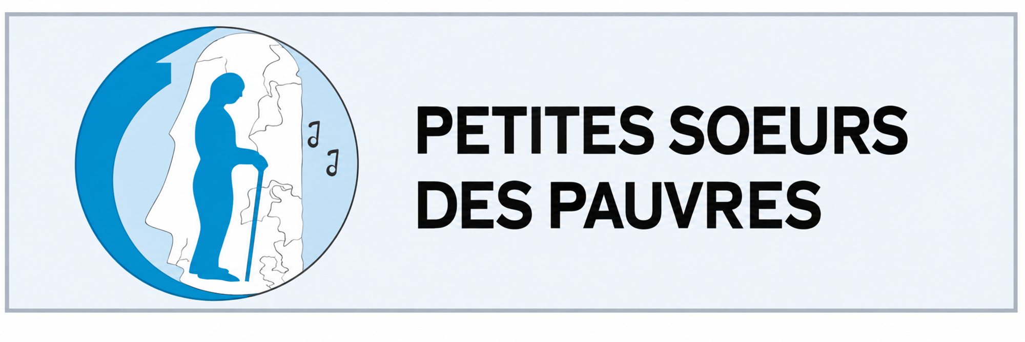 Logo des Petites Sœurs des Pauvres avec silhouette dans un cercle bleu