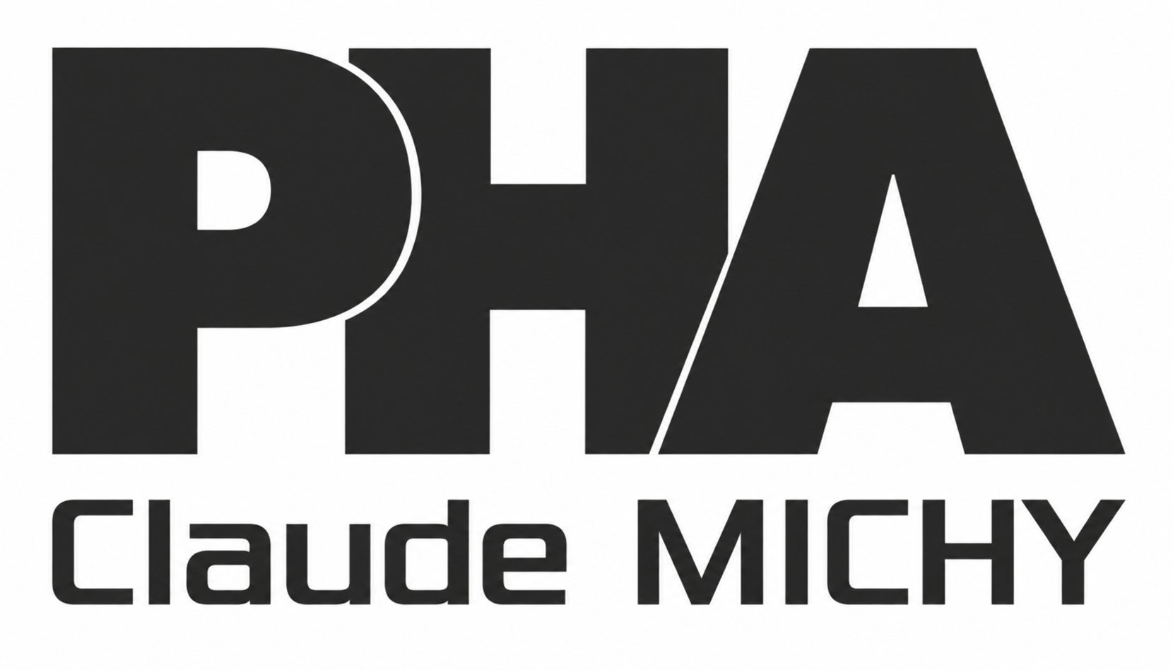 Logo noir et blanc PHA Claude Michy en lettres capitales