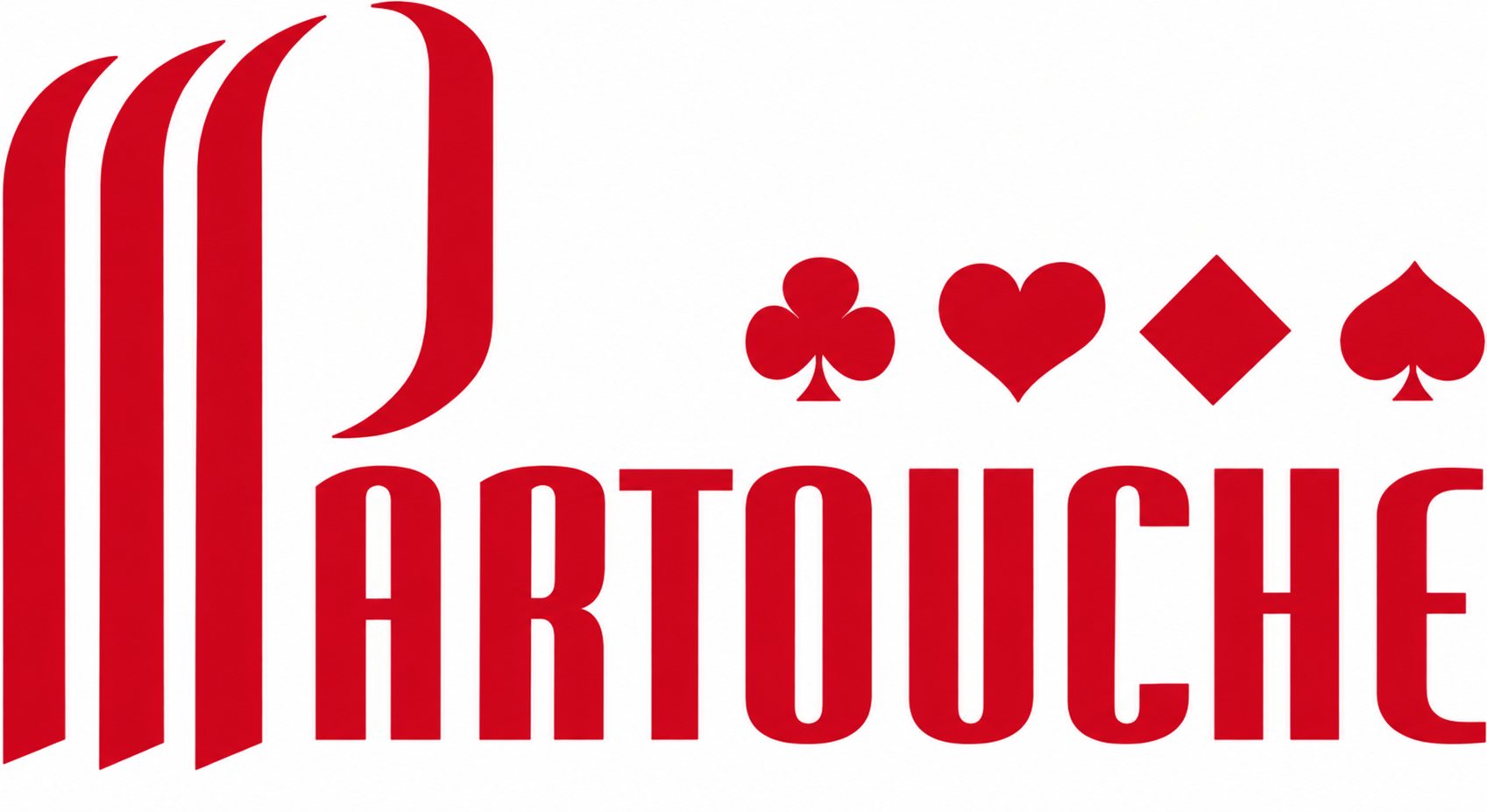Logo rouge Partouche avec symboles de cartes à jouer