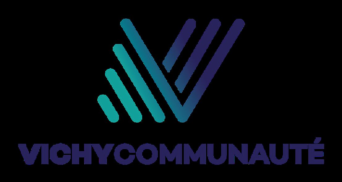 Logo de Vichy Communauté avec un V stylisé en dégradé bleu